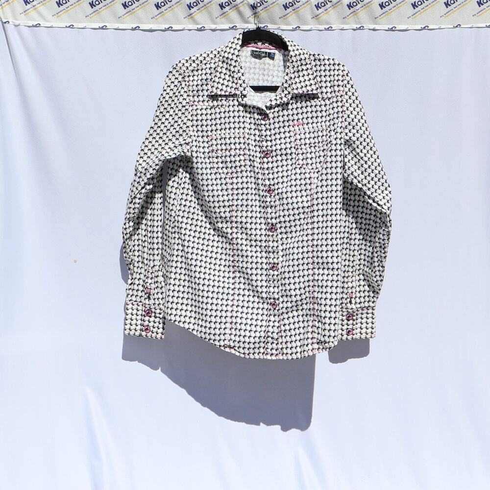 Cruel Girl Womans L/S Pearl Snap Button Shirt Sz XL Black-Geometric /Western